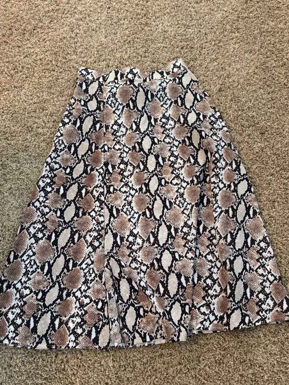 A-Line Snake Print Skirt in Brown and Black